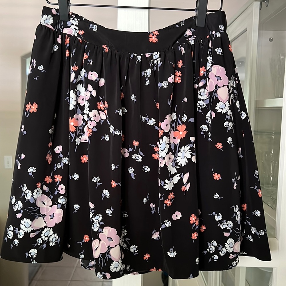 LC Lauren Conrad Black and Floral Skater Skirt Size S